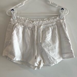 Nectar Clothing White Linen Blend Drawstring Shorts Elastic Waist Spring Summer